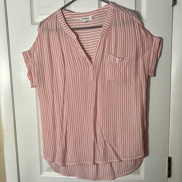 Beach Lunch Lounge rayon pink white striped sleeveless vneck pullover pocket Med - Picture 4 of 12